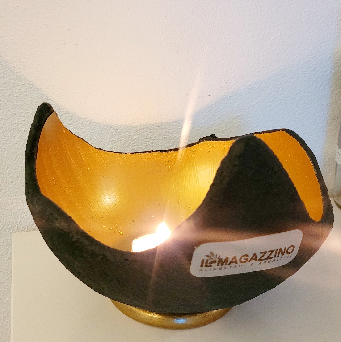 Lichtschale gold - Beton schwarz-grau - personalisiert - mit Halter