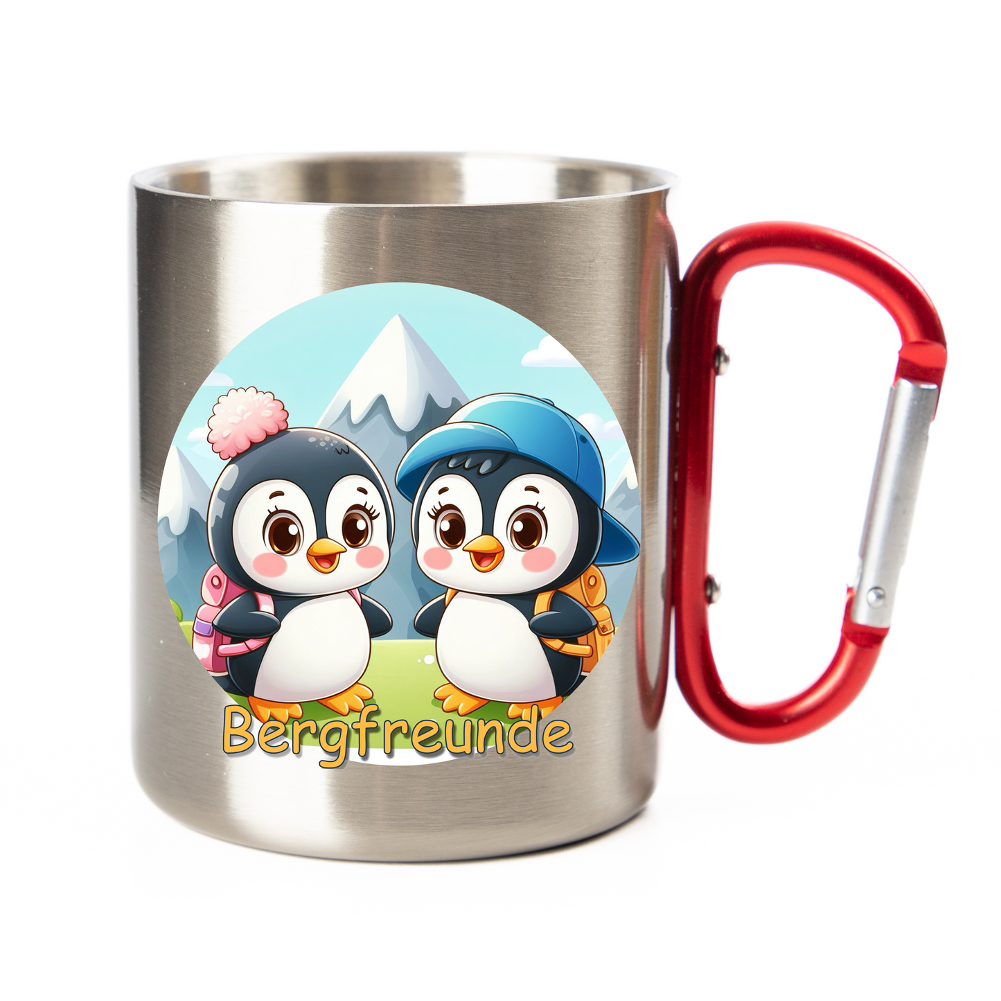 Karabiner Tasse - Bergfreunde Pinguin - Edelstahl Tasse