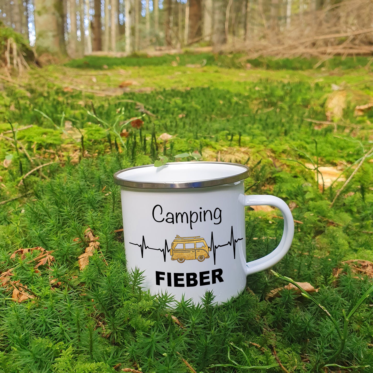 Tasse - Campingfieber - Emaille (Silber)