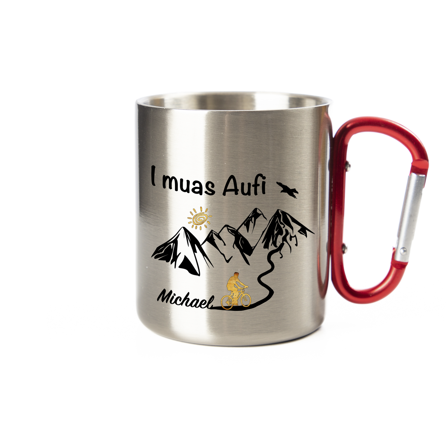 Tasse - I muas Aufi - MTB Mann - Edelstahl mit Karabiner
