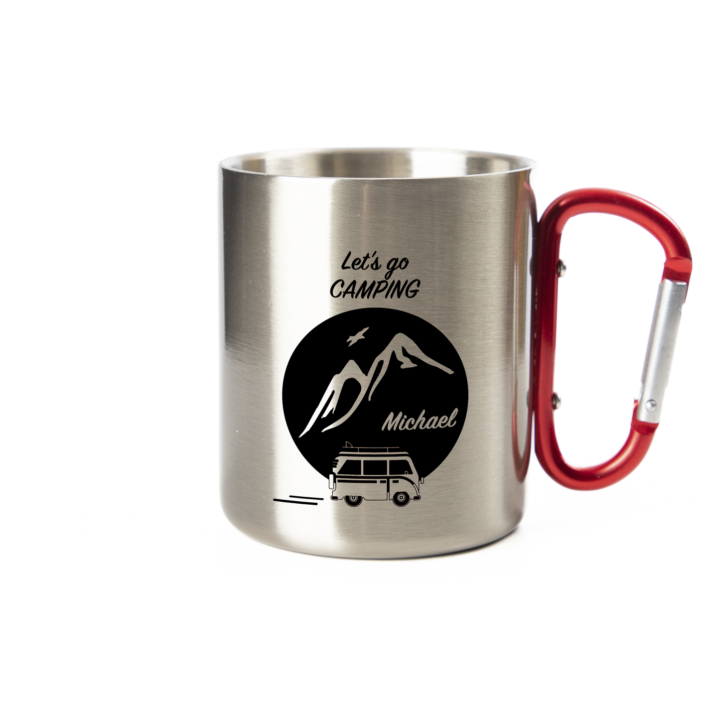Tasse - Let's go Camping - Edelstahl mit Karabiner