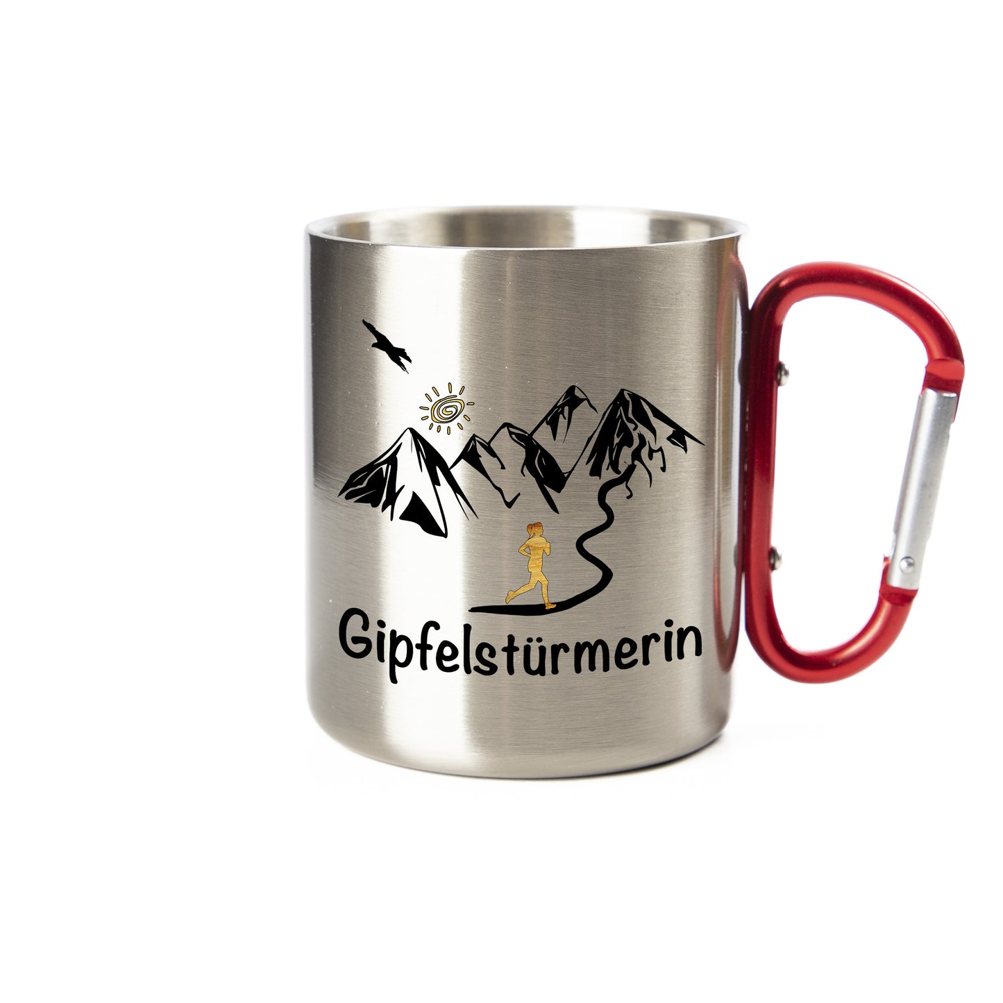 Tasse - Gipfelstürmerin Frau - Edelstahl mit Karabiner