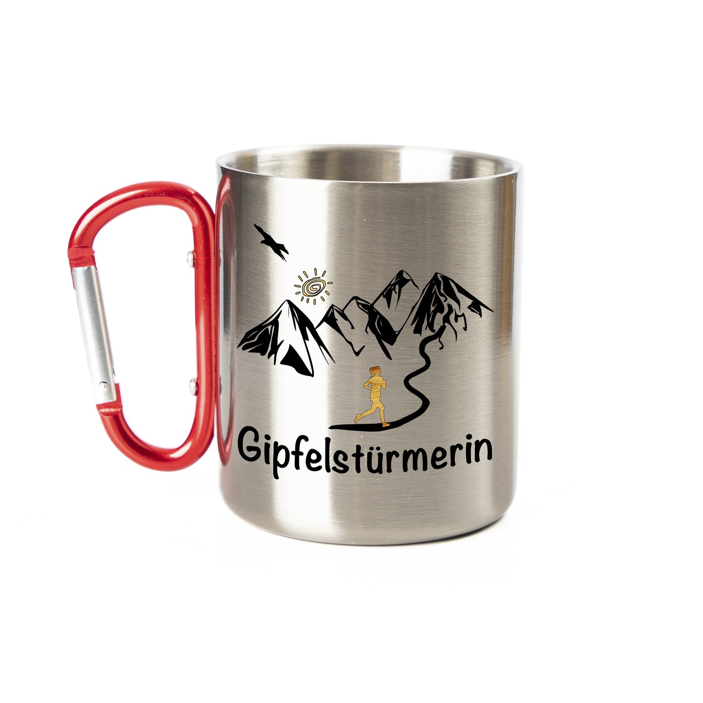 Tasse - Gipfelstürmerin Frau - Edelstahl mit Karabiner