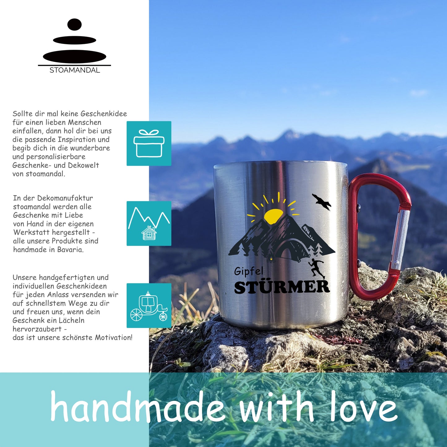 Mir reicht´s - ich geh Bergsteigen - Edelstahl mit Karabiner