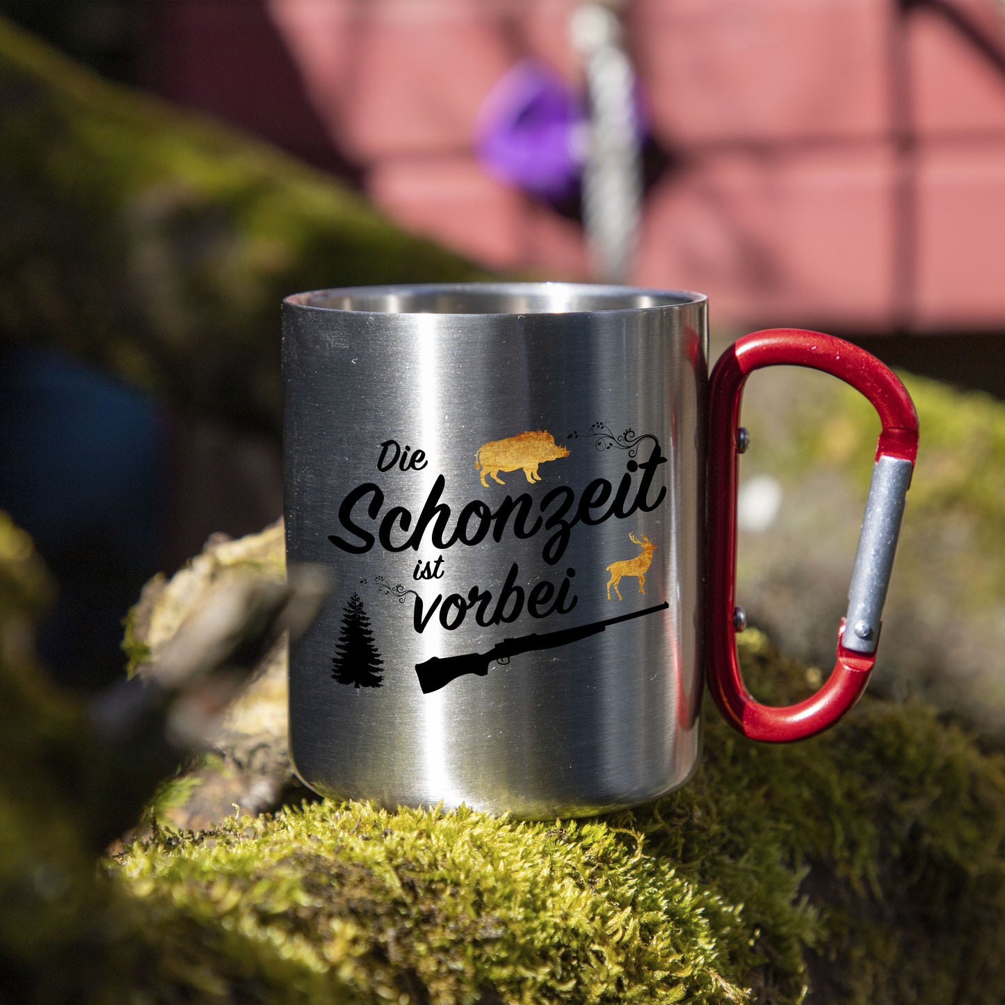 Tasse - Die Schonzeit ist vorbei - Edelstahl mit Karabiner