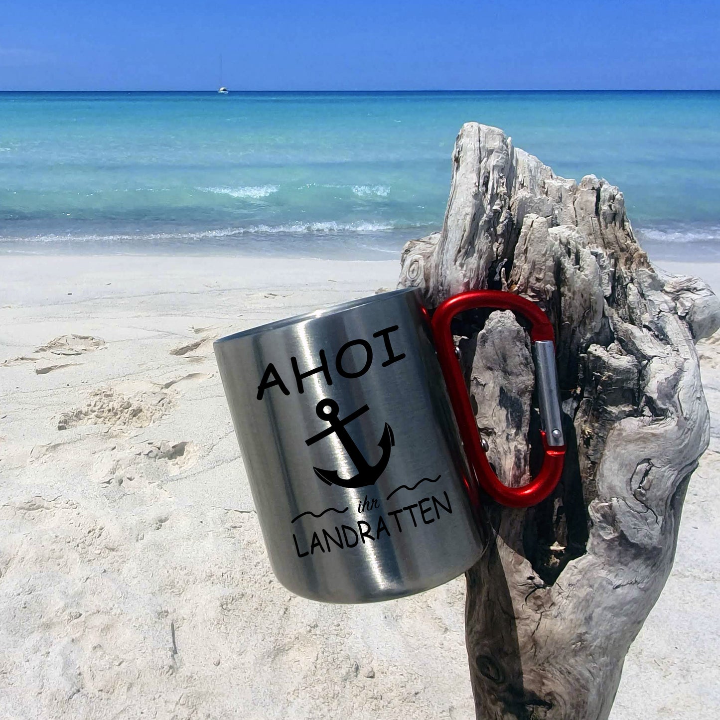 Tasse - Ahoi ihr Landratten - Edelstahl mit Karabiner