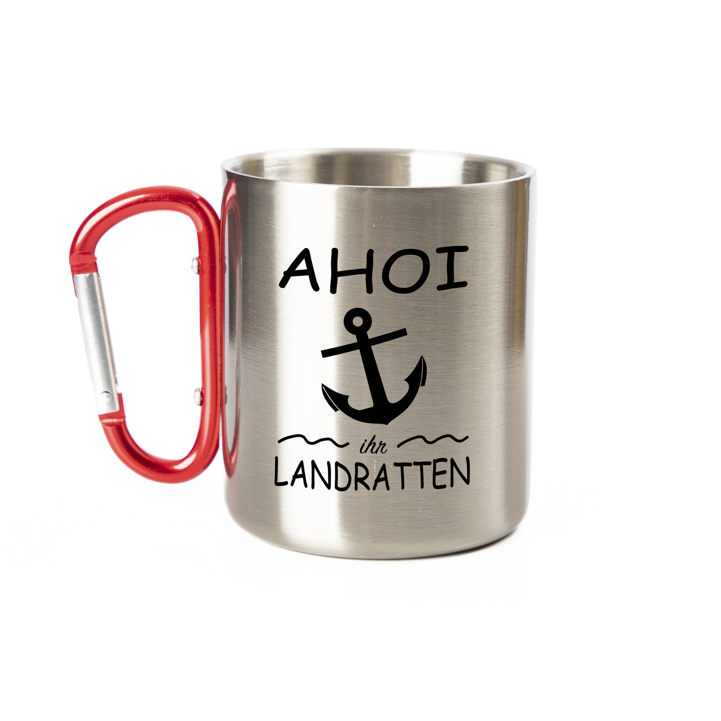 Tasse - Ahoi ihr Landratten - Edelstahl mit Karabiner
