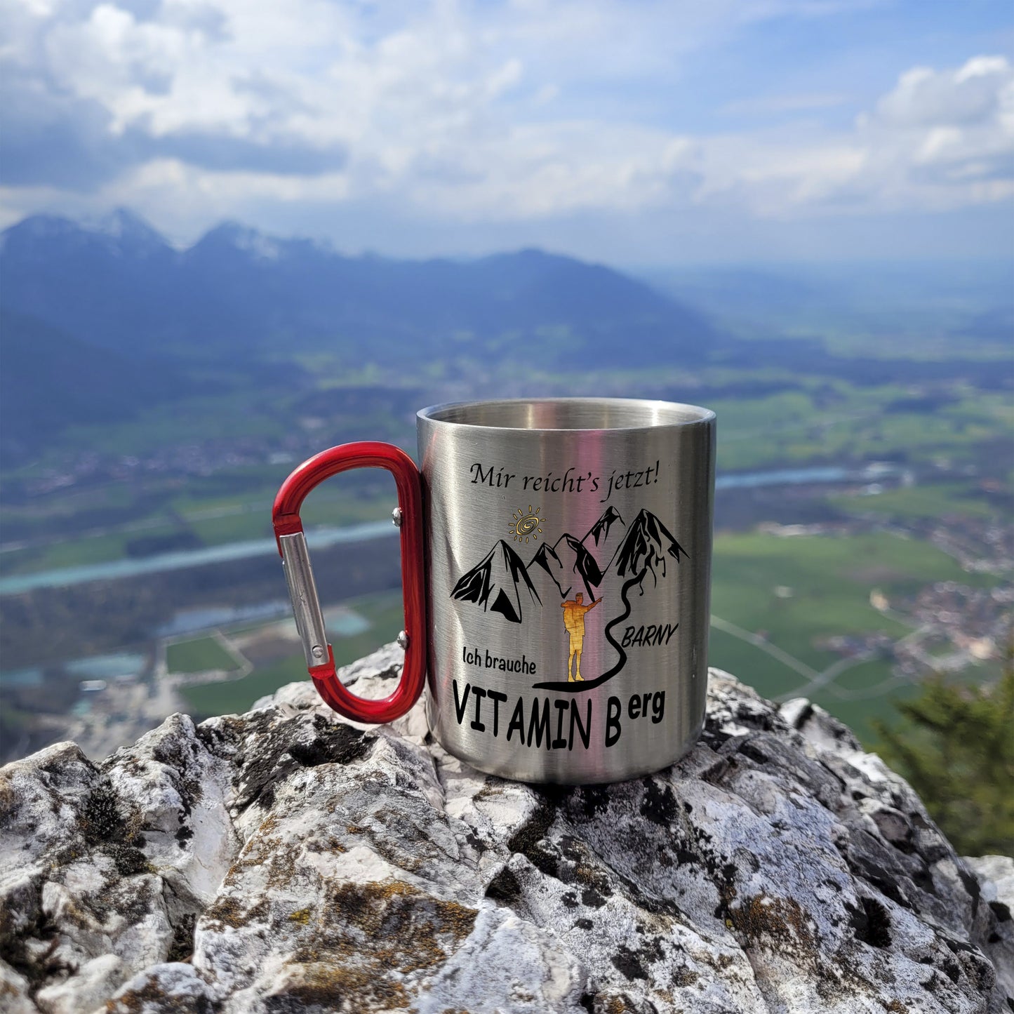 Tasse - Mir reicht´s - ich brauche Vitamin Berg - Edelstahl mit Karabiner