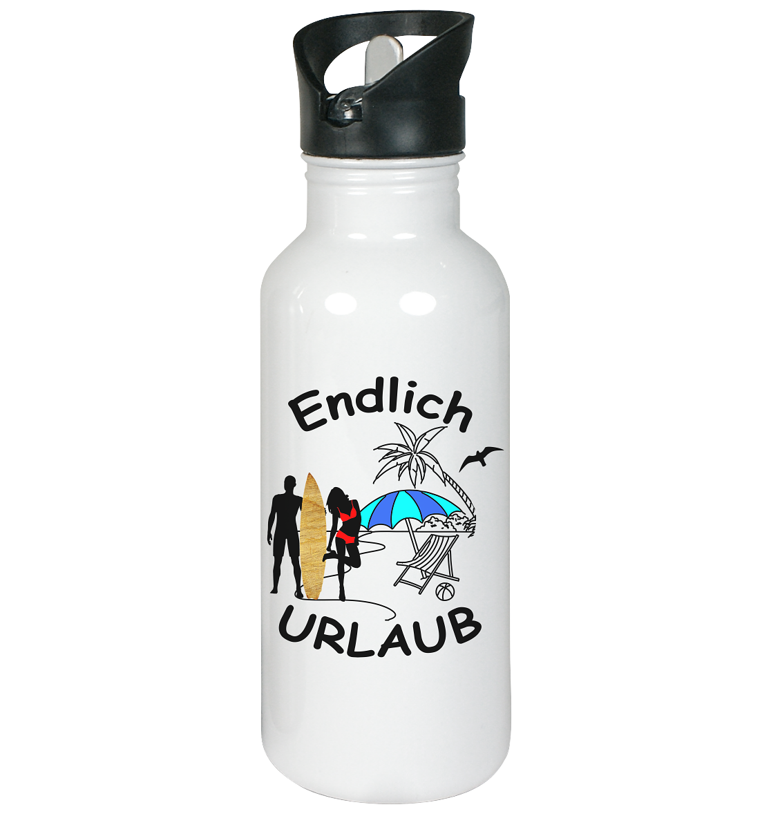 Endlich Urlaub - Edelstahl-Trinkflasche