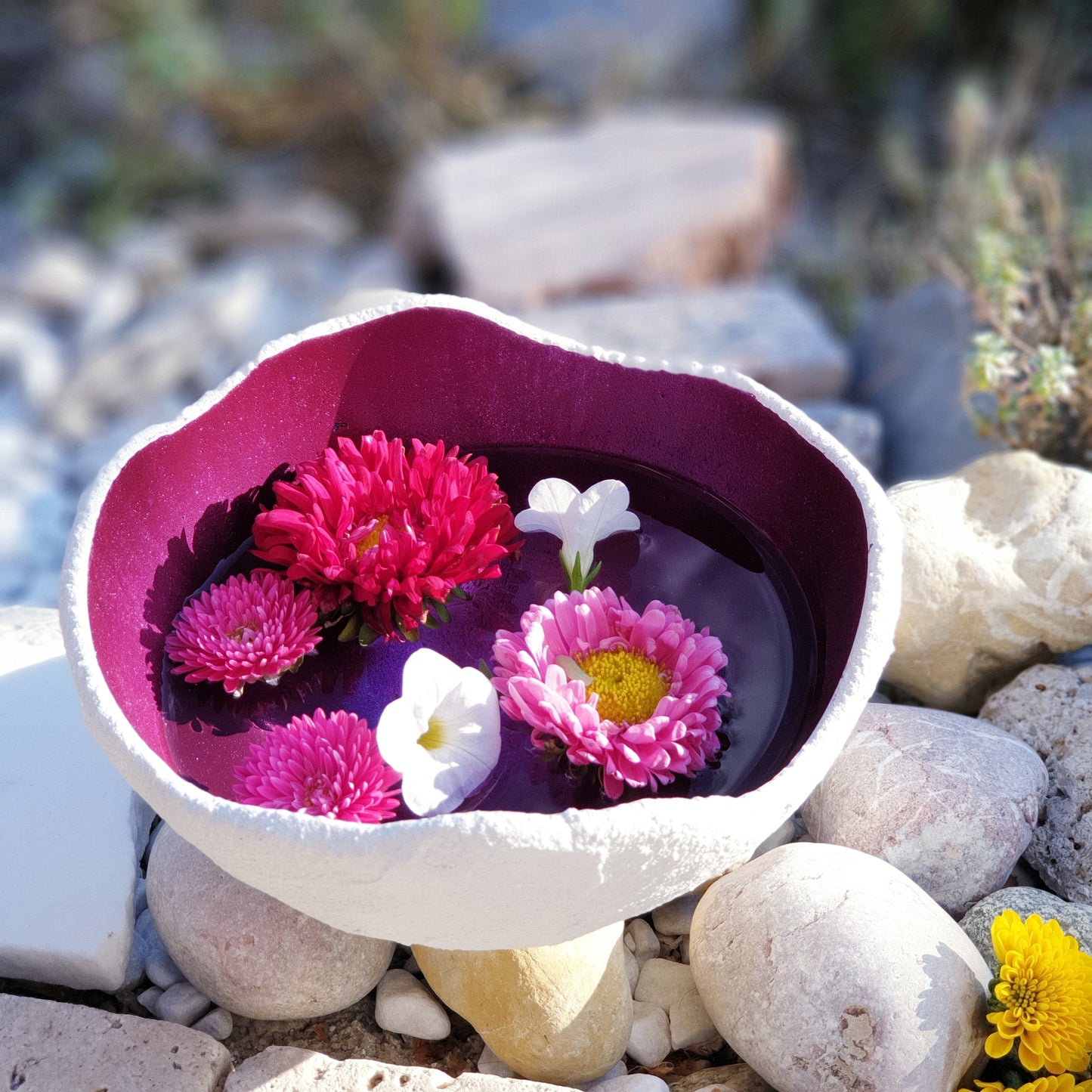 Lichtschale Glitter - pink - Beton weiß