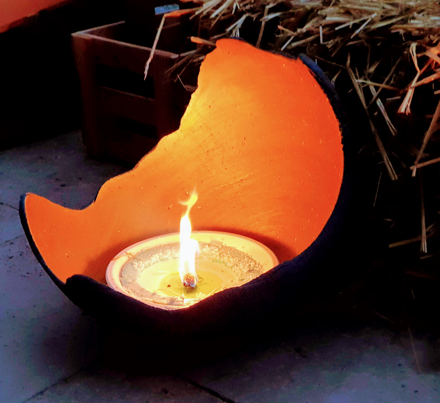 Lichtschale gold - Beton grau - Größe S