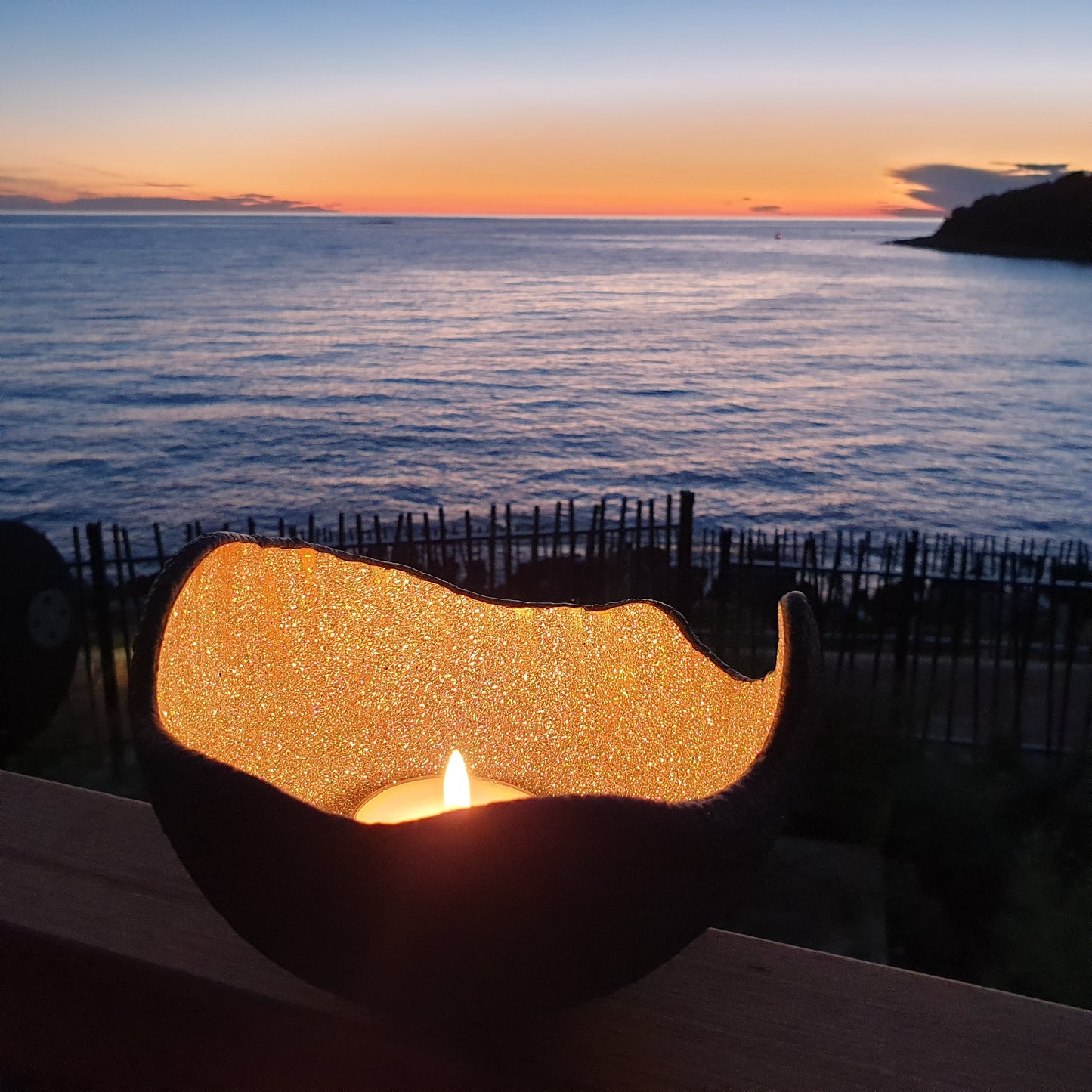 Lichtschale Glitter - silber - Beton schwarz