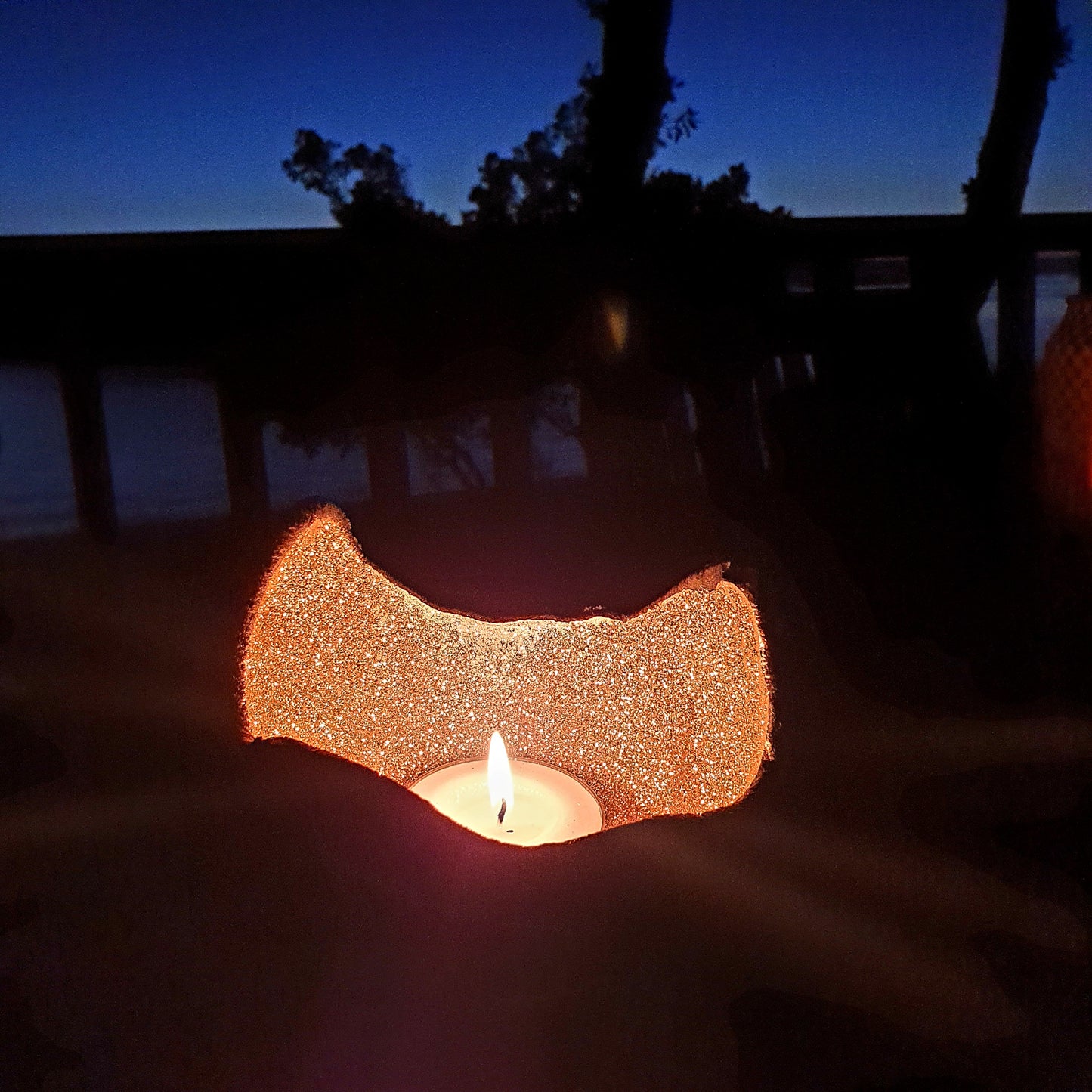 Lichtschale Glitter - silber - Beton weiß