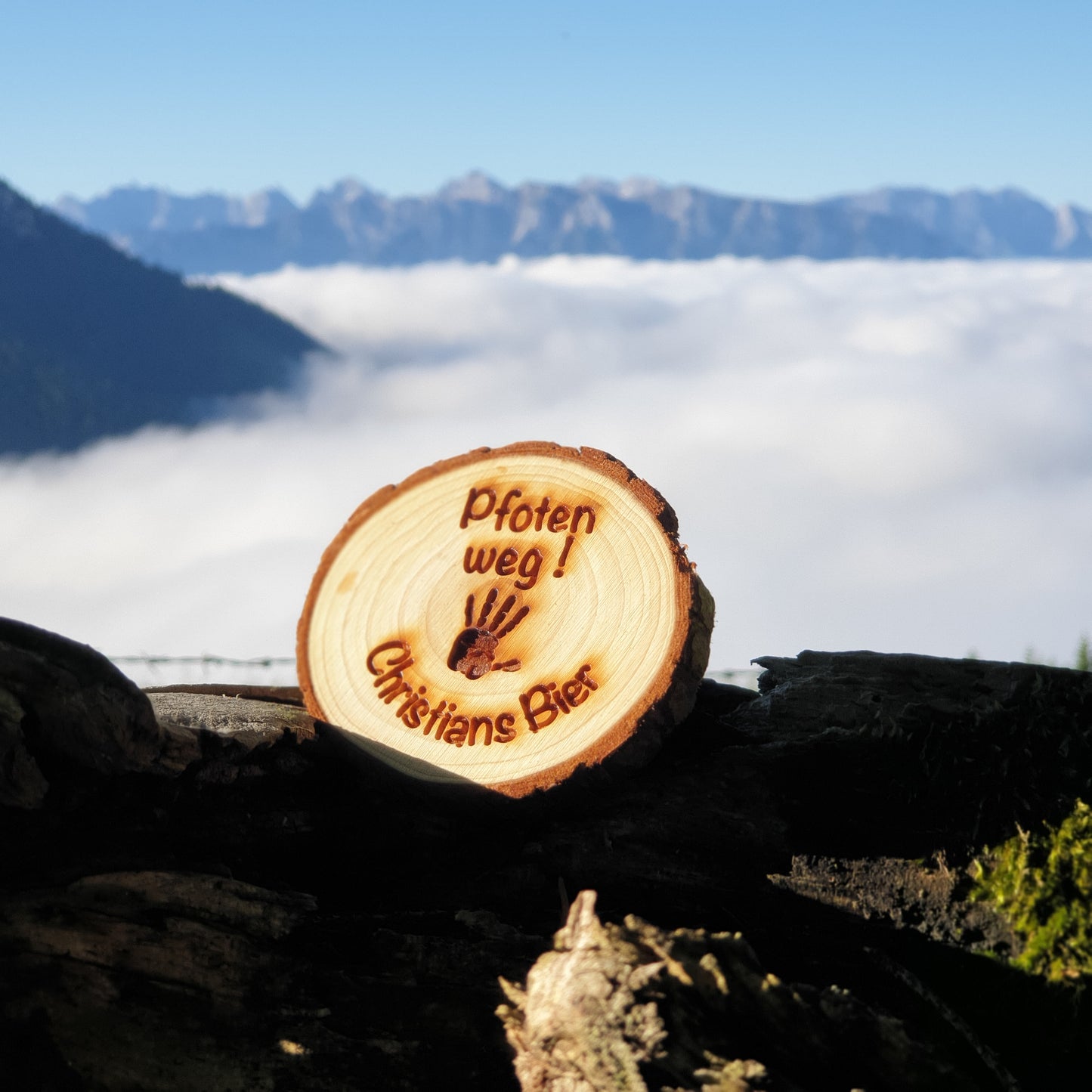 Holz Glasuntersetzer für Gläser - Pfoten weg mein Bier - personalisierbar