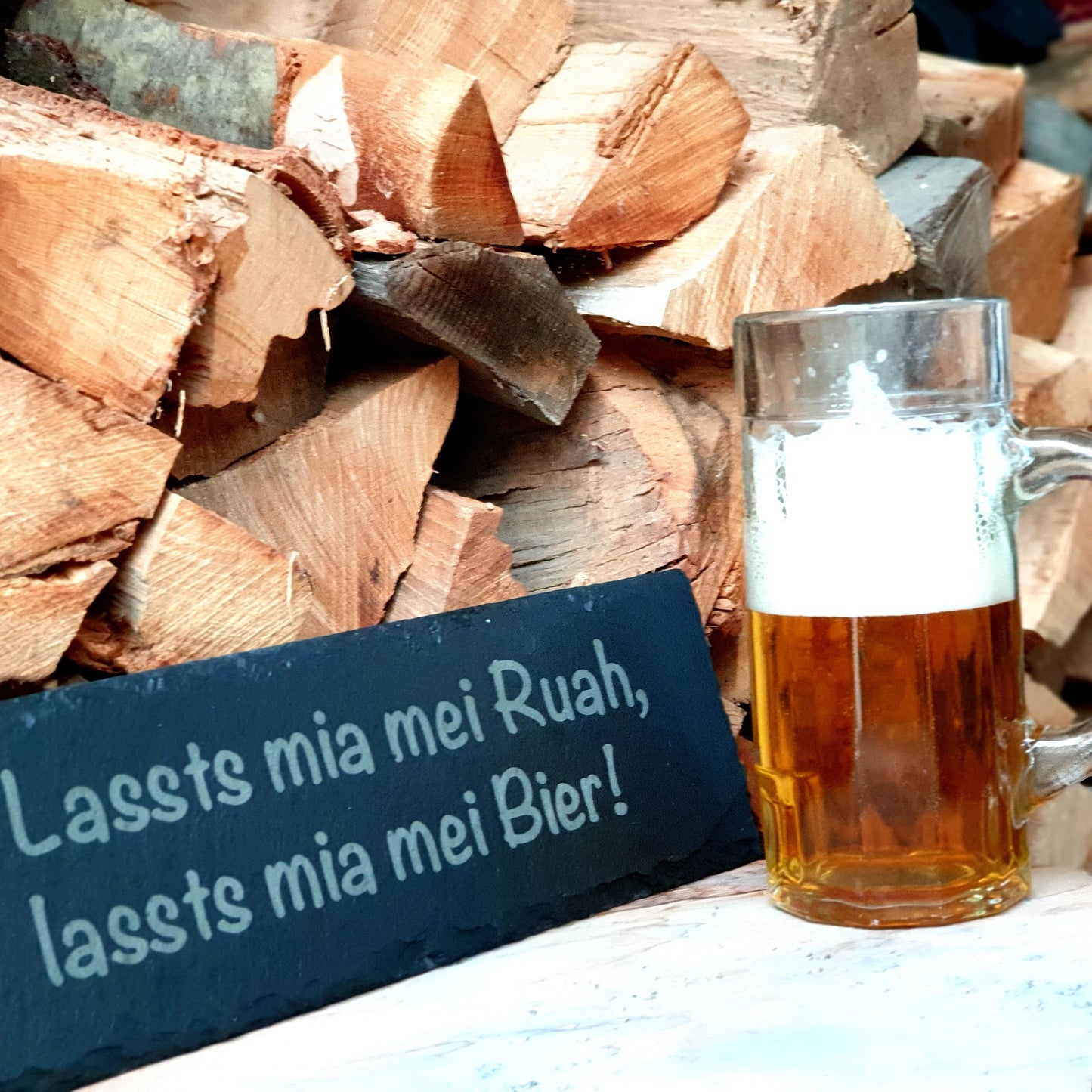 Schiefer Untersetzer für Bierglas mit personalisierter mit Gravur