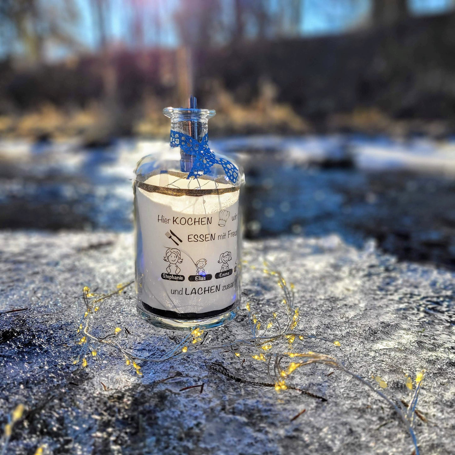 Stoamandal Flaschenlicht - Lebensbaum - LED Flaschenpost beleuchtet