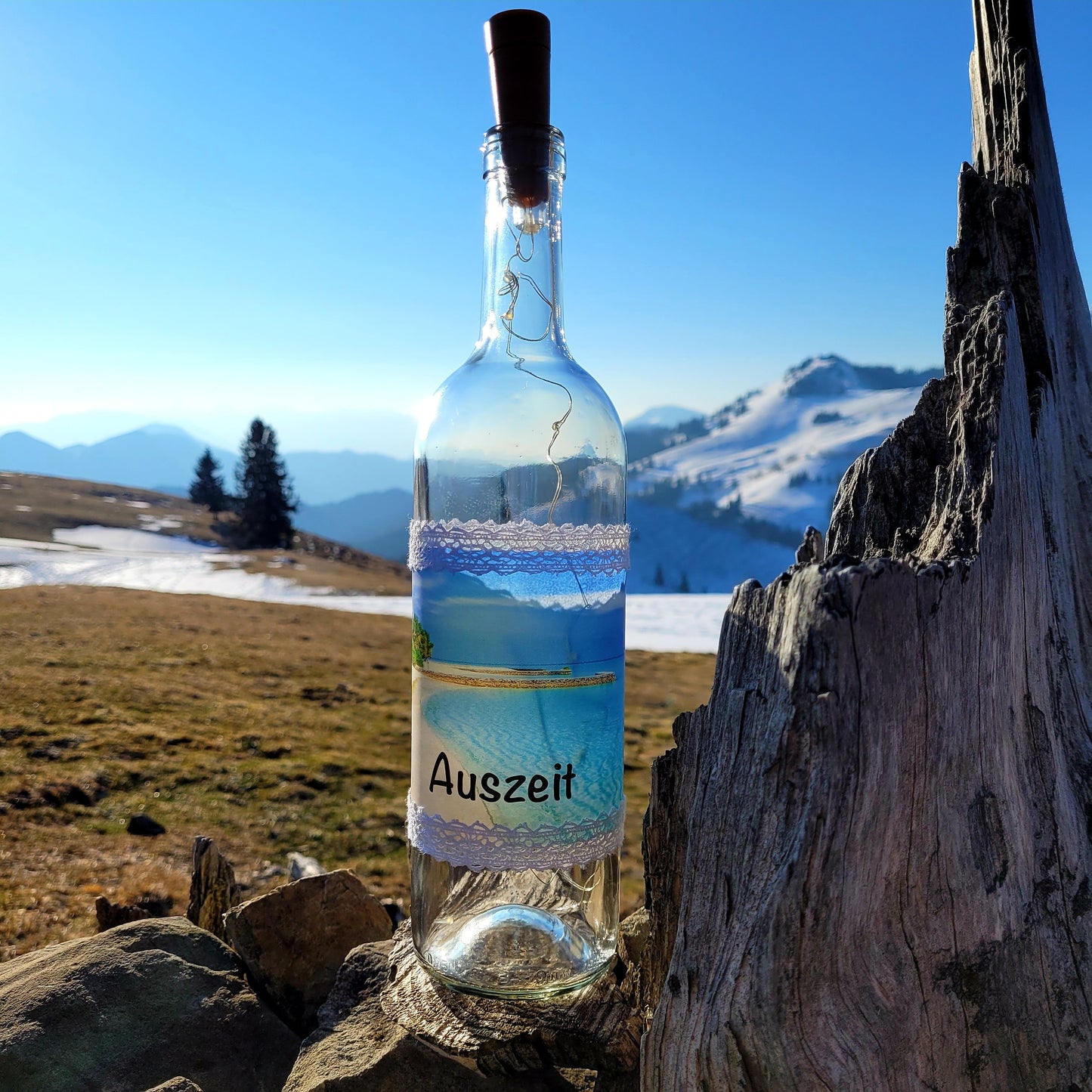 Stoamandal Flaschenlicht - beste Schwester - LED Lichterkette in einer Glasflasche