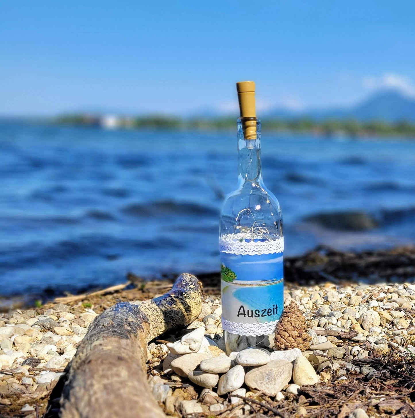 Stoamandal Flaschenlicht - Geburtstag - Blumen - LED Lichterkette in einer Glasflasche