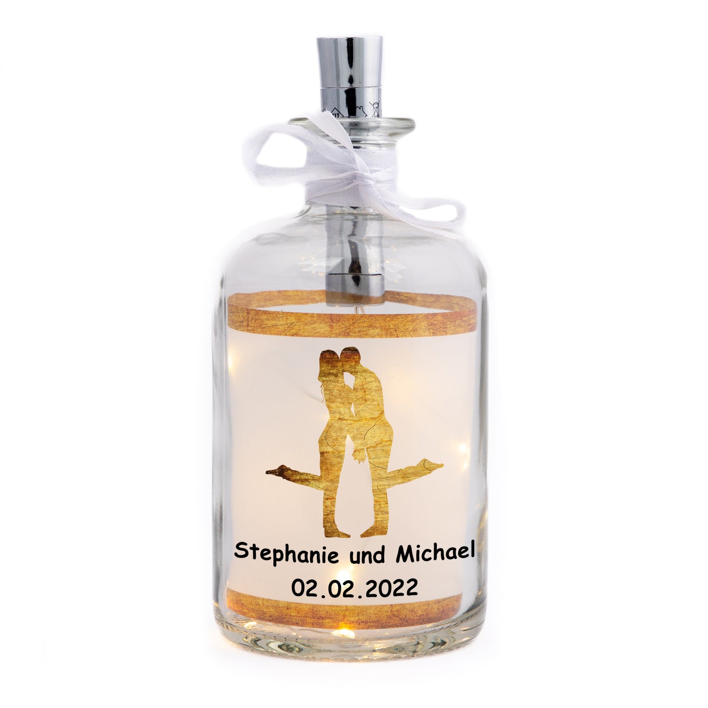 Stoamandal Flaschenpost - Hochzeit Ehepaar - personalisiert - LED Flaschenpost beleuchtet