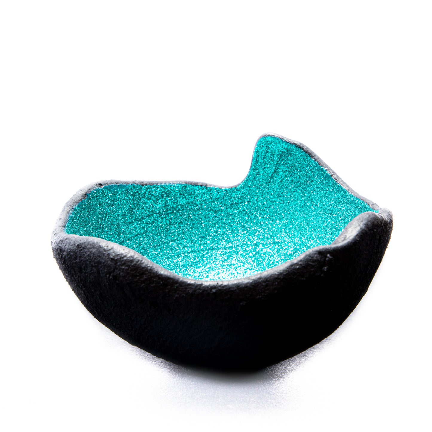 Lichtschale Glitter - smaragd - Beton schwarz