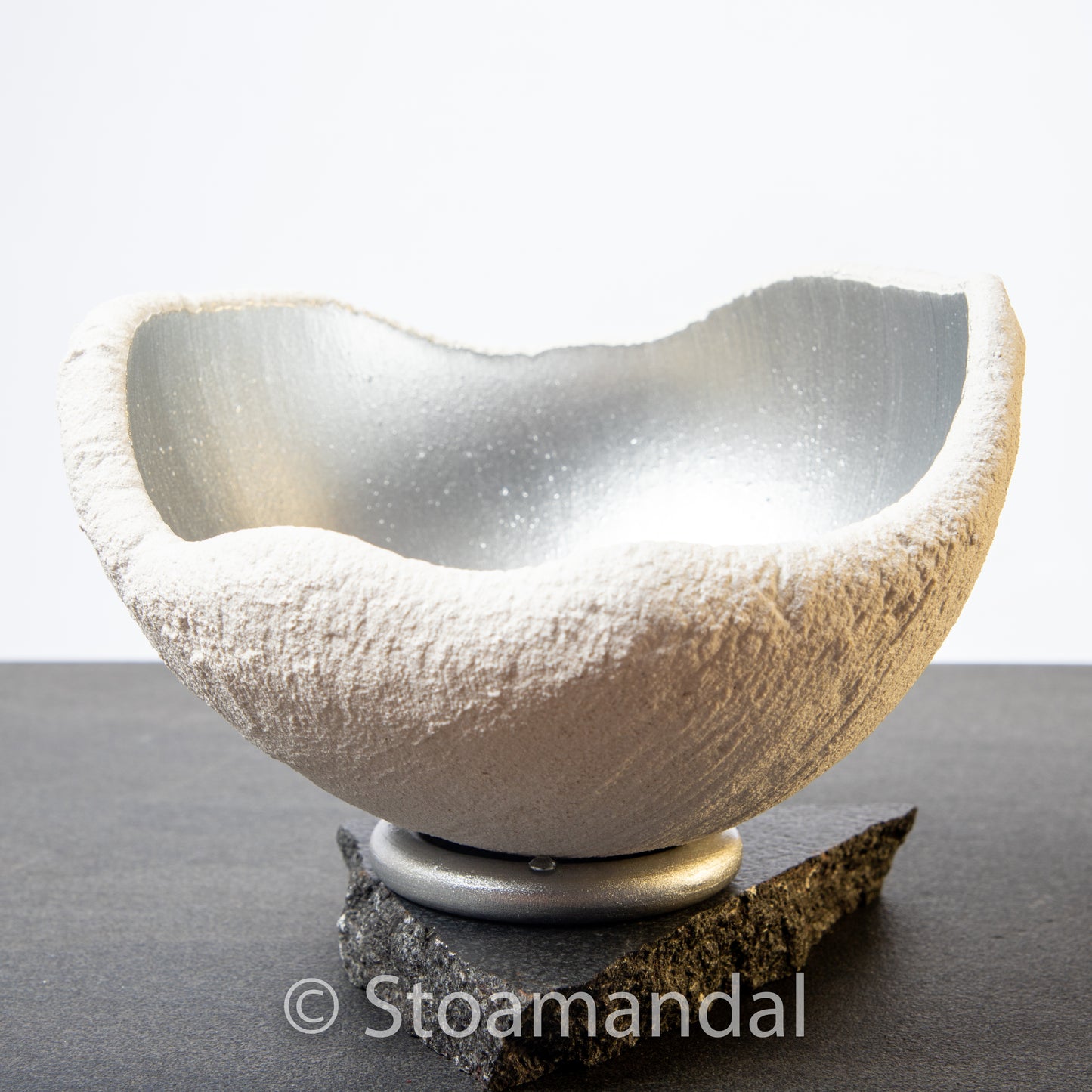 Lichtschale silber - Beton weiß