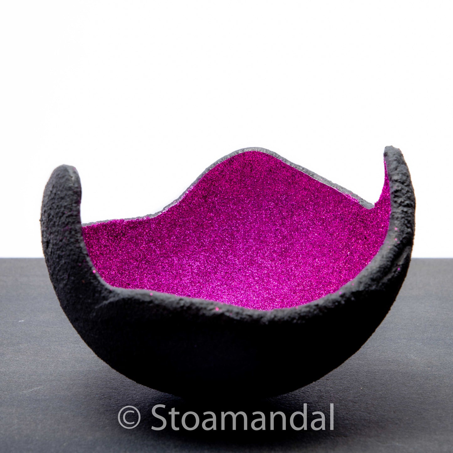 Lichtschale Glitter - pink - Beton schwarz-grau