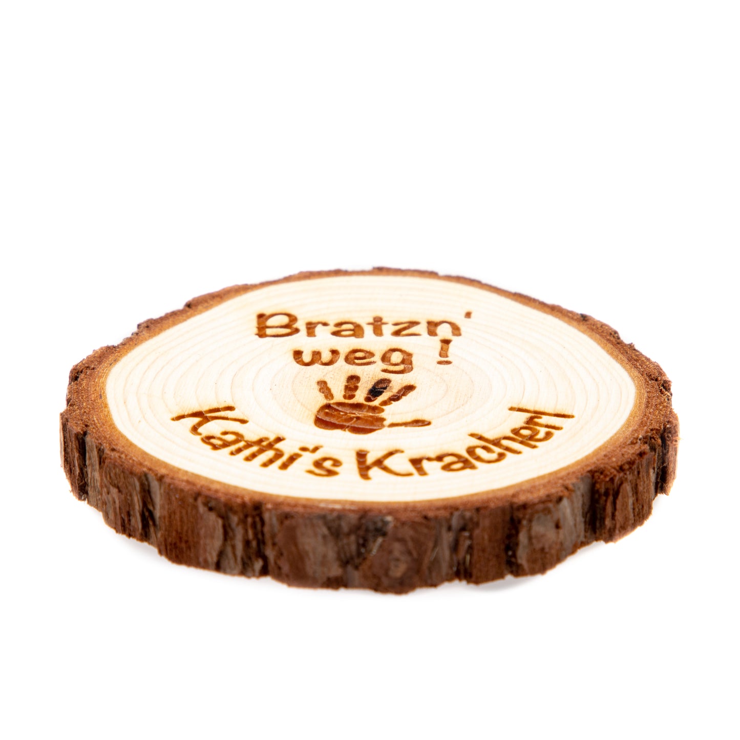 Holz Glasuntersetzer für Gläser - Bratzn weg mein Kracherl - personalisierbar