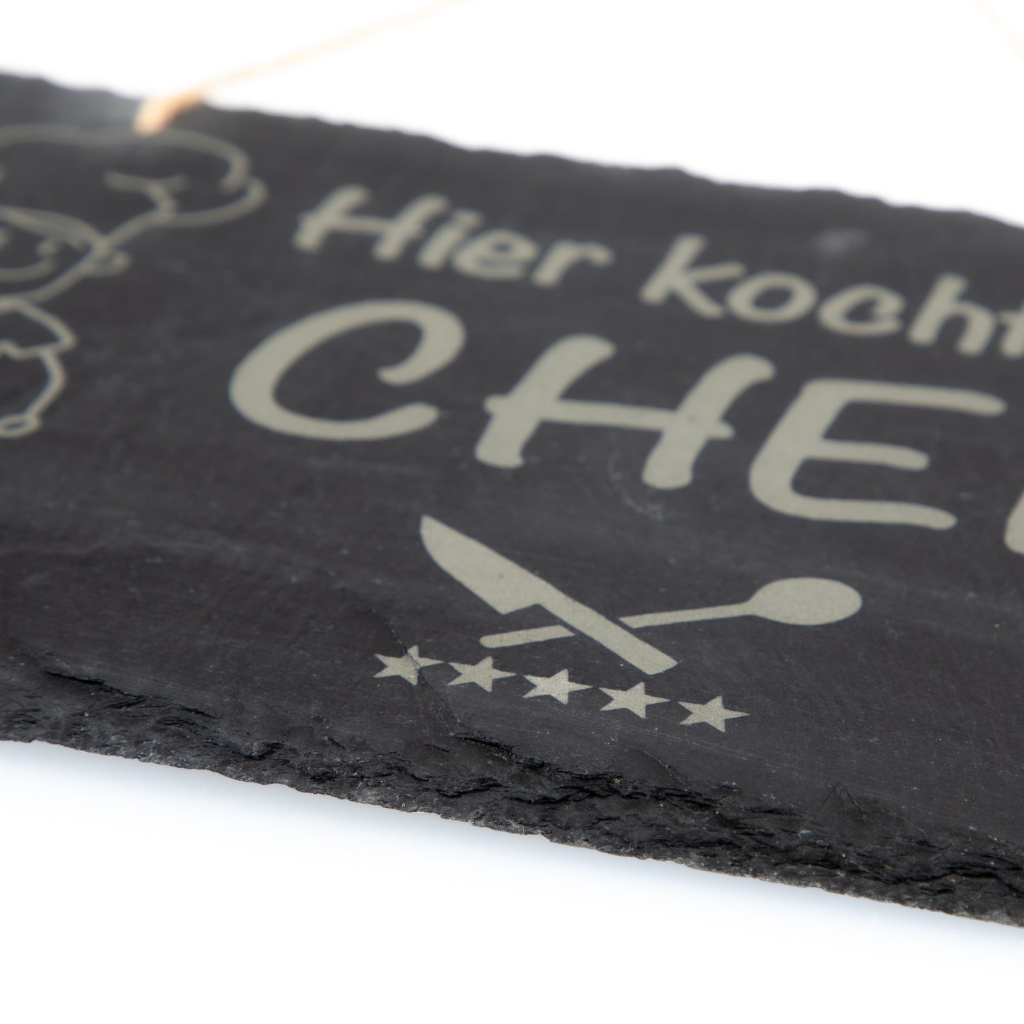 Hier kocht der Chef - Schild aus Schiefer - personalisierbar - original stoamandal Qualität