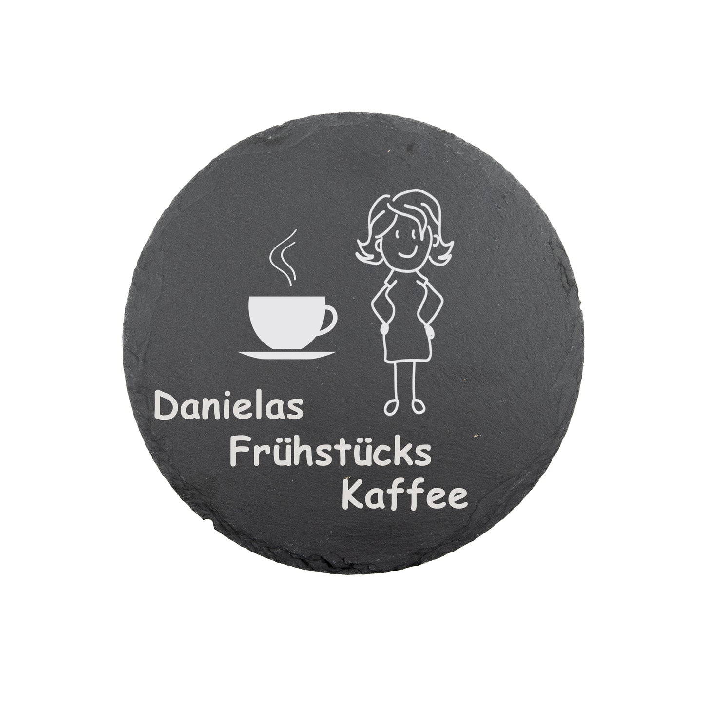 Schiefer Untersetzer rund für Gläser und Tassen mit personalisierter mit Gravur
