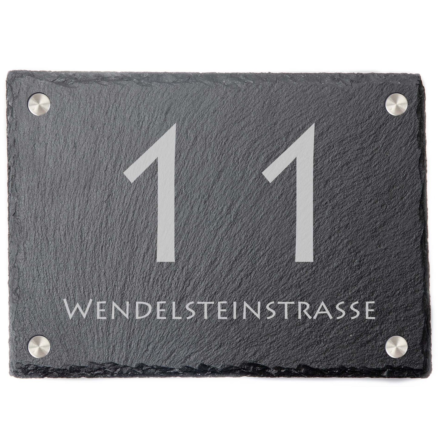 Hausnummer Türschild mit personalisierter Gravur - Schiefer