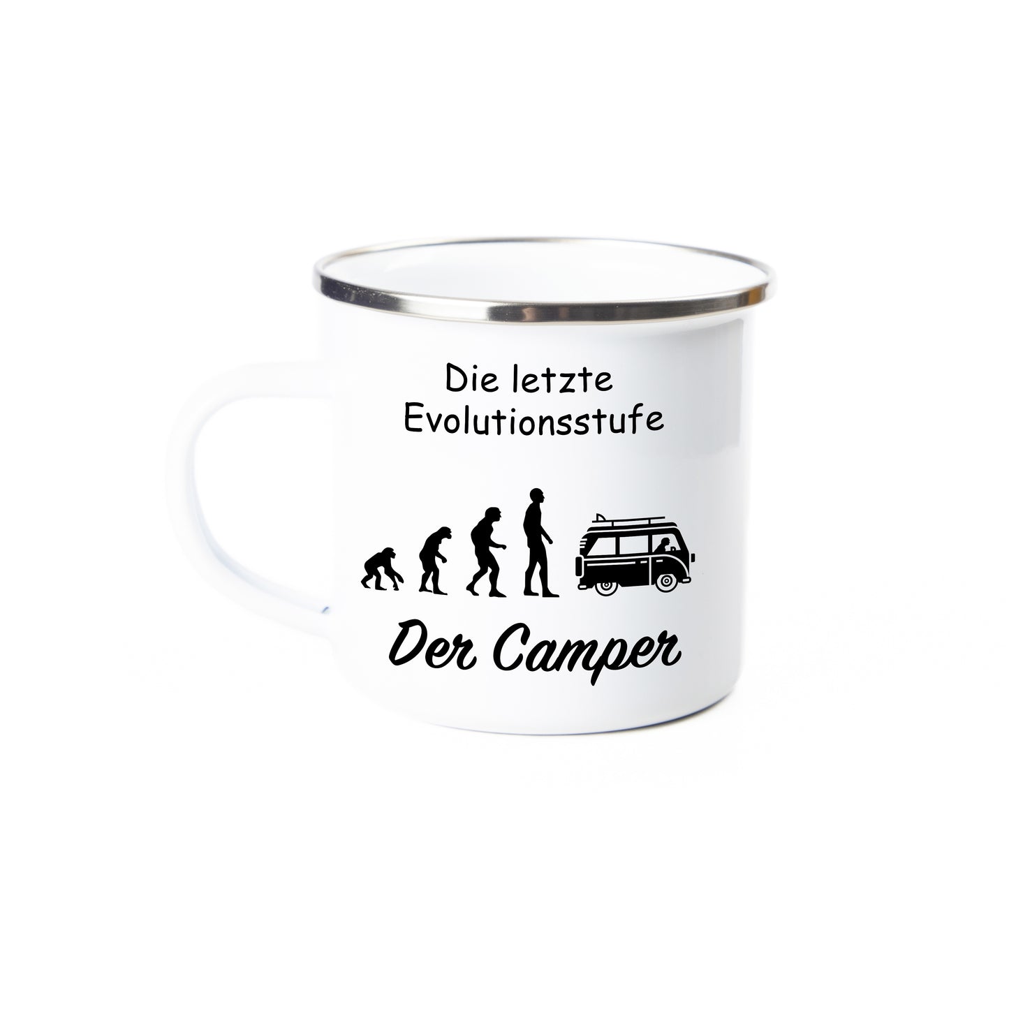 Tasse - Die letzte Evolutionsstufe Der Camper - Emaille (Silber)