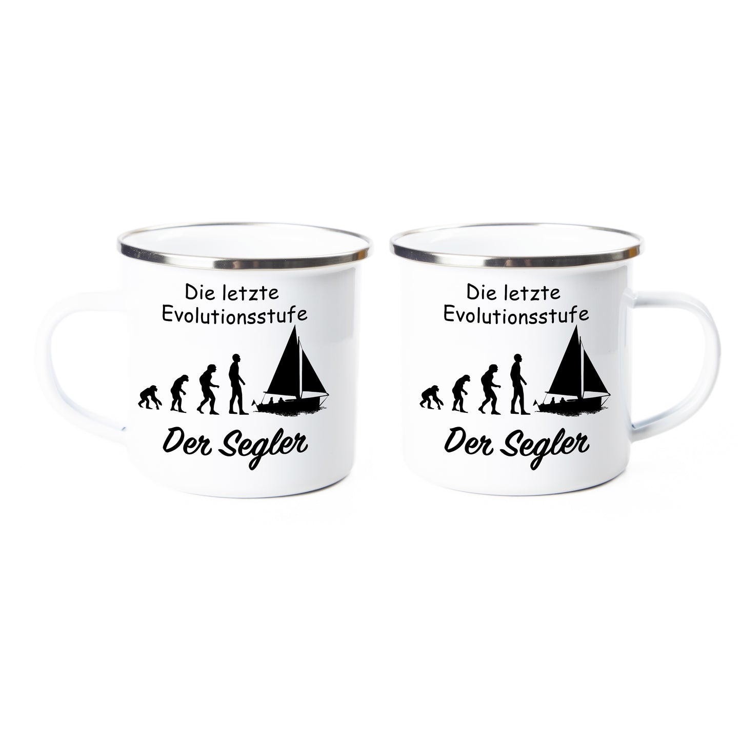 Tasse - Die letzte Evolutionsstufe Der Segler - Emaille (Silber)