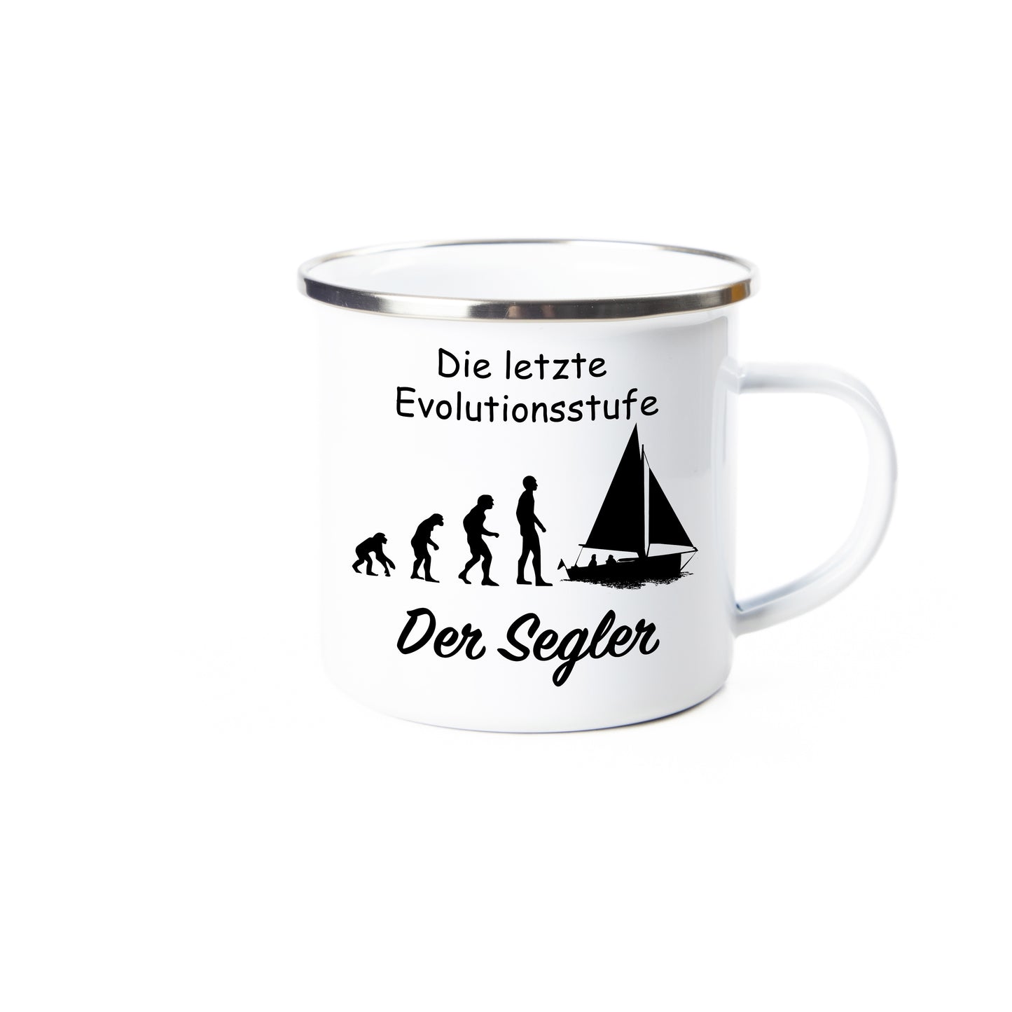 Tasse - Die letzte Evolutionsstufe Der Segler - Emaille (Silber)