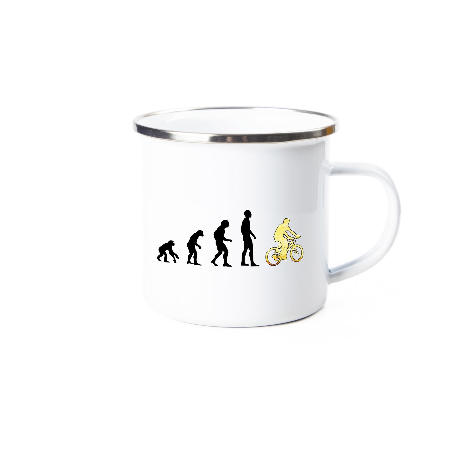 Tasse - Evolution Mountainbiker - Emaille (Silber)