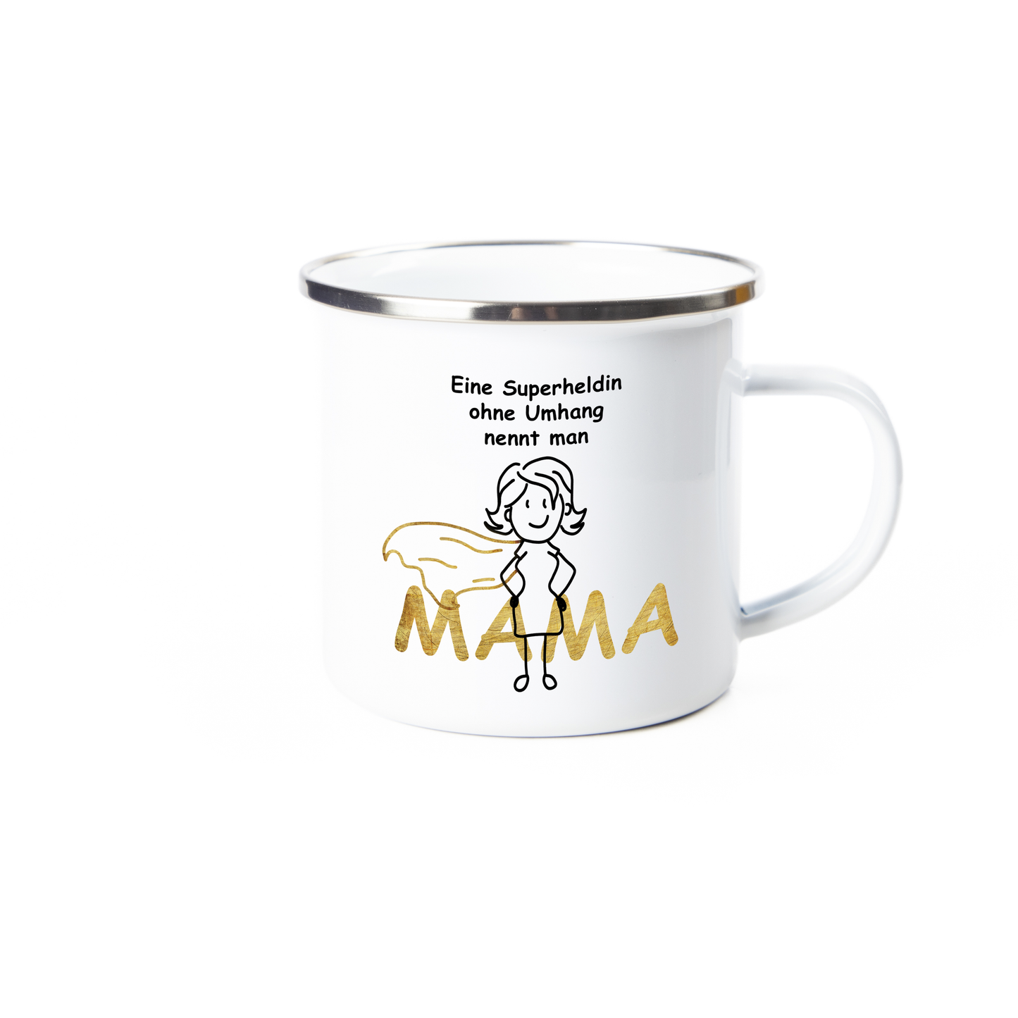 Tasse - Eine Superheldin ohne Umhang nennt man Mama - Emaille (Silber)