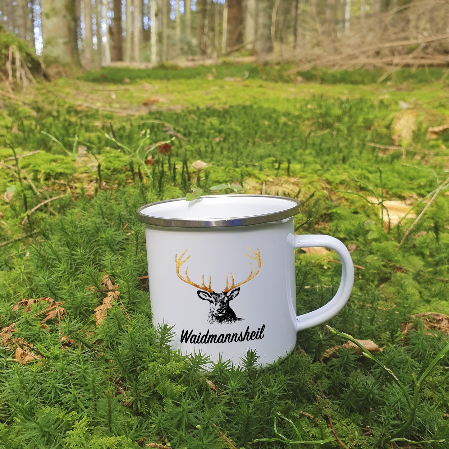 Tasse - Waidmannsheil - Emaille (Silber)