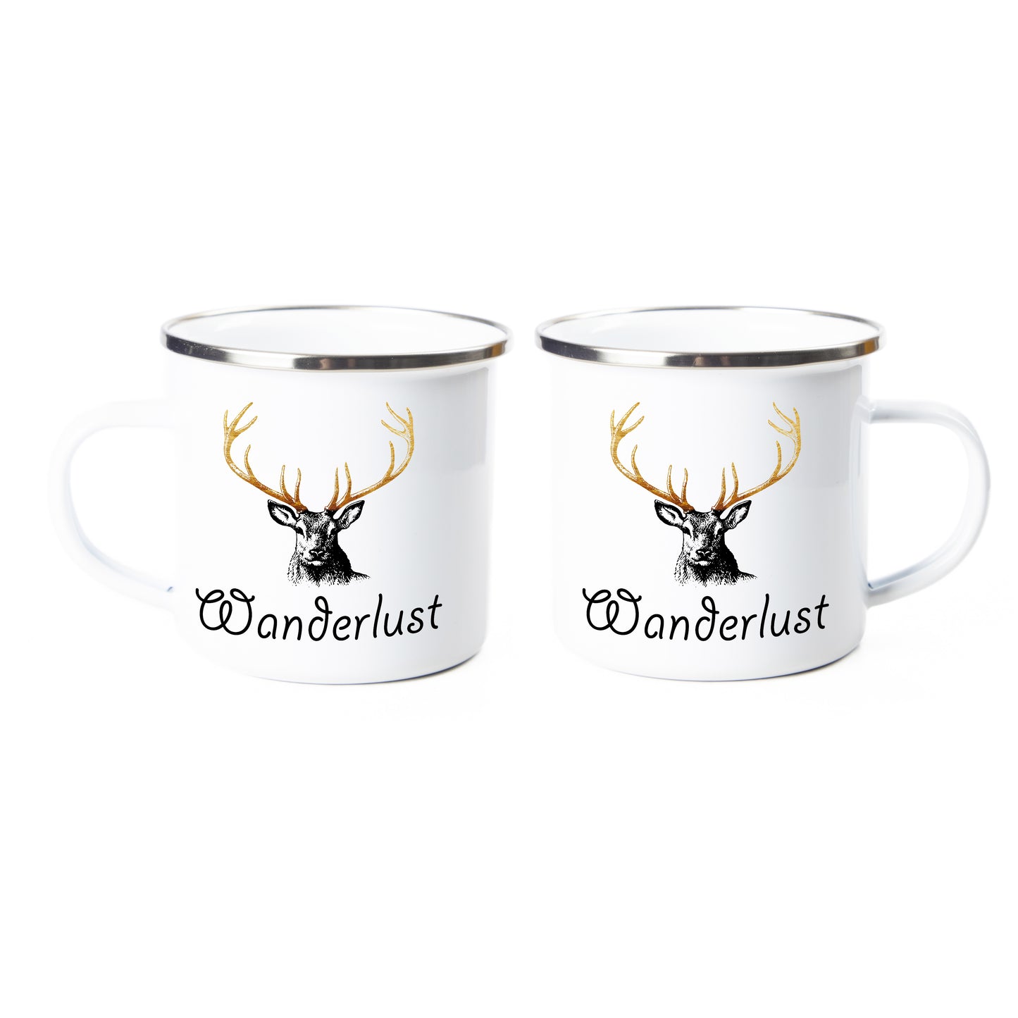 Tasse - Wanderlust - Emaille (Silber)