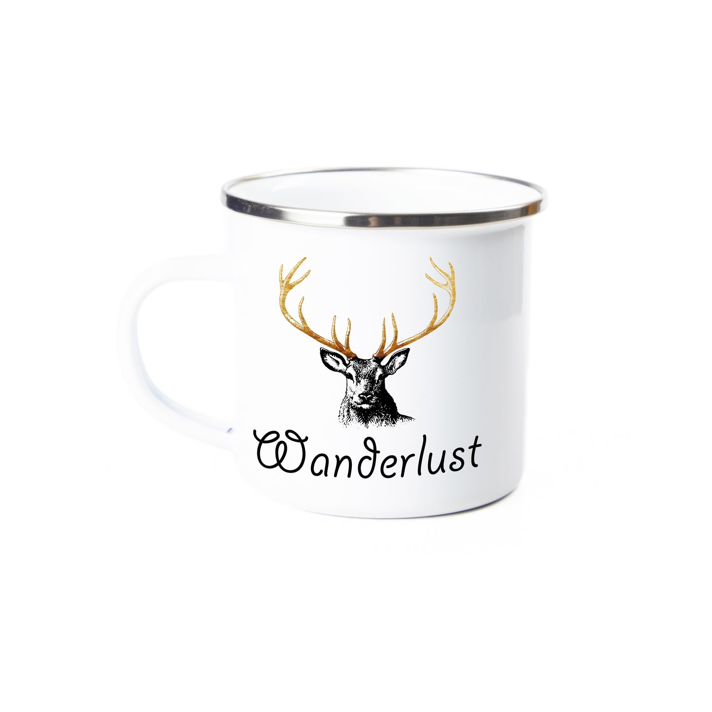 Tasse - Wanderlust - Emaille (Silber)