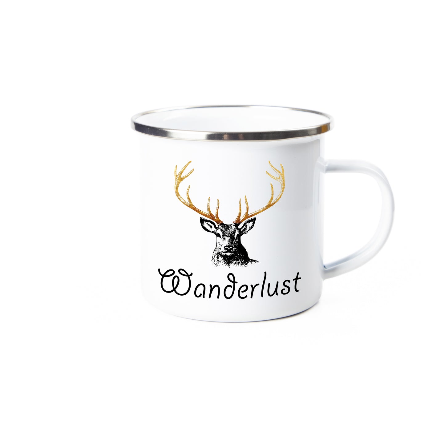 Tasse - Wanderlust - Emaille (Silber)