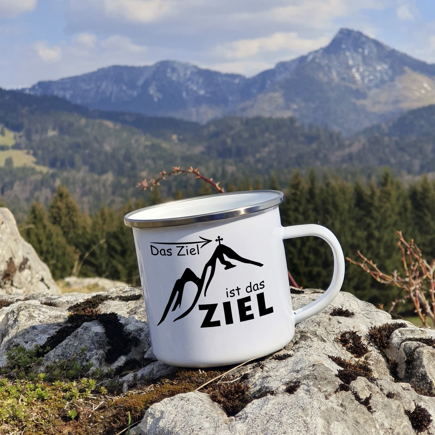 Tasse - Das Ziel ist das Ziel - Emaille (Silber)