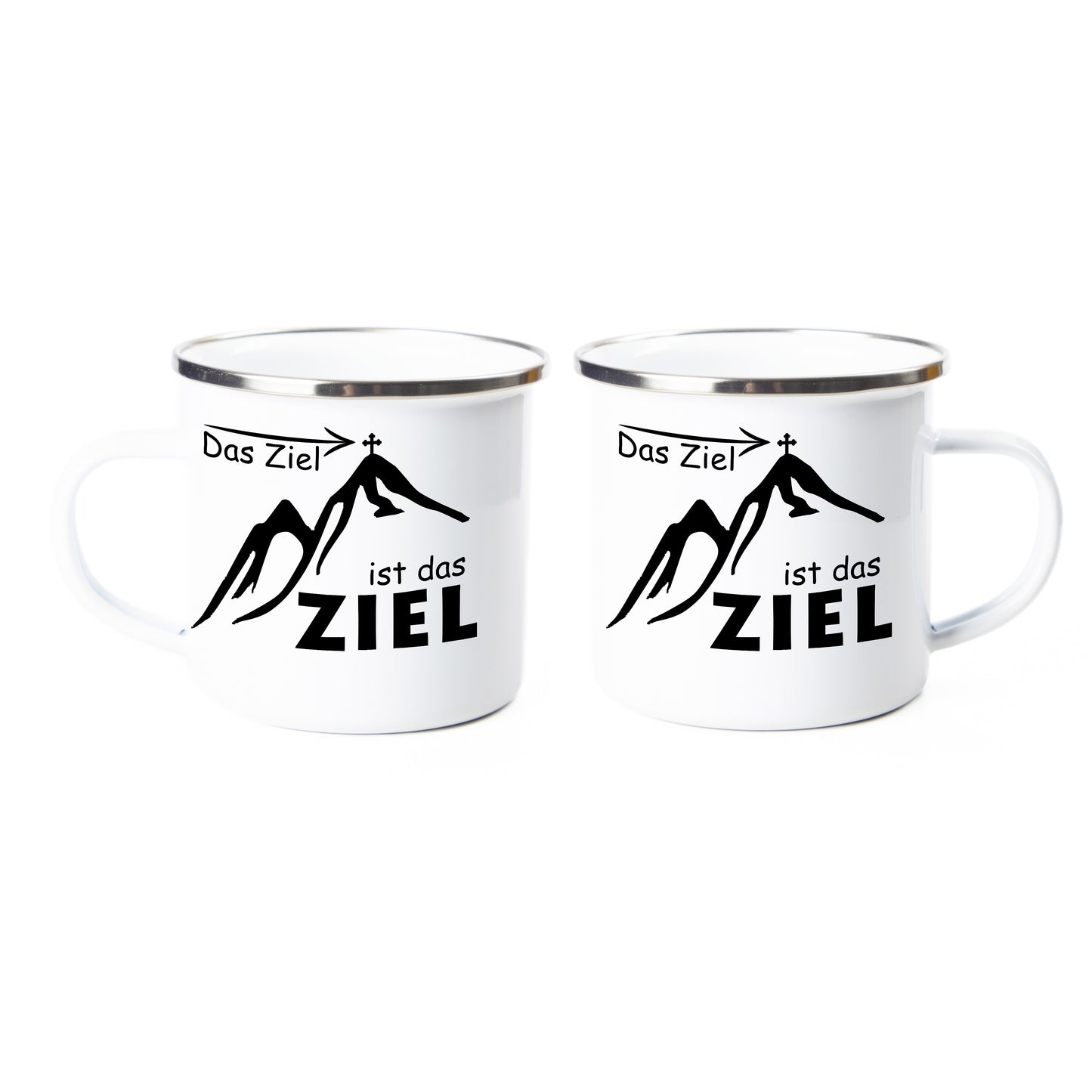 Tasse - Das Ziel ist das Ziel - Emaille (Silber)