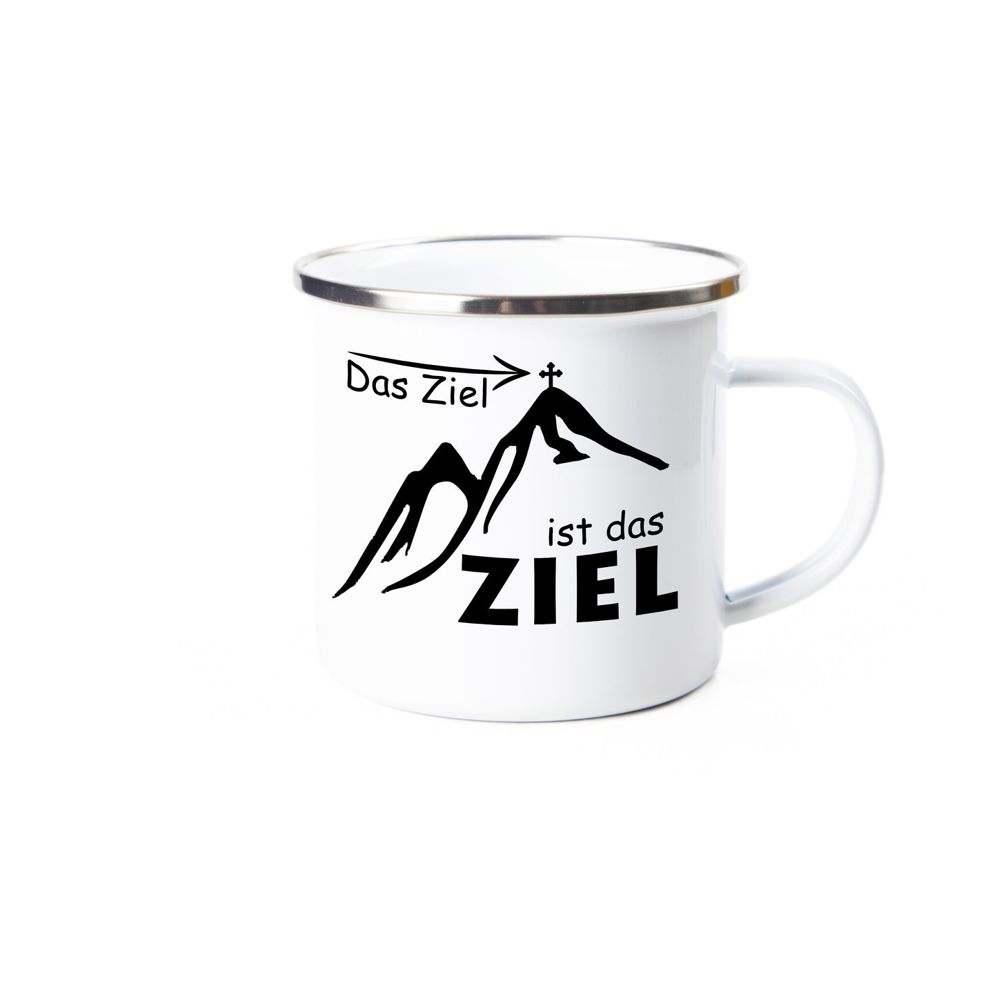 Tasse - Das Ziel ist das Ziel - Emaille (Silber)
