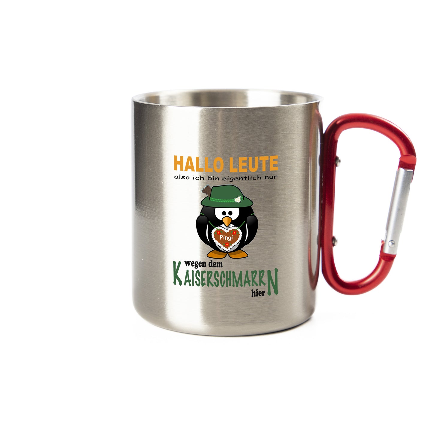 Karabiner Tasse - Bergsteiger Pinguin - Edelstahl Tasse