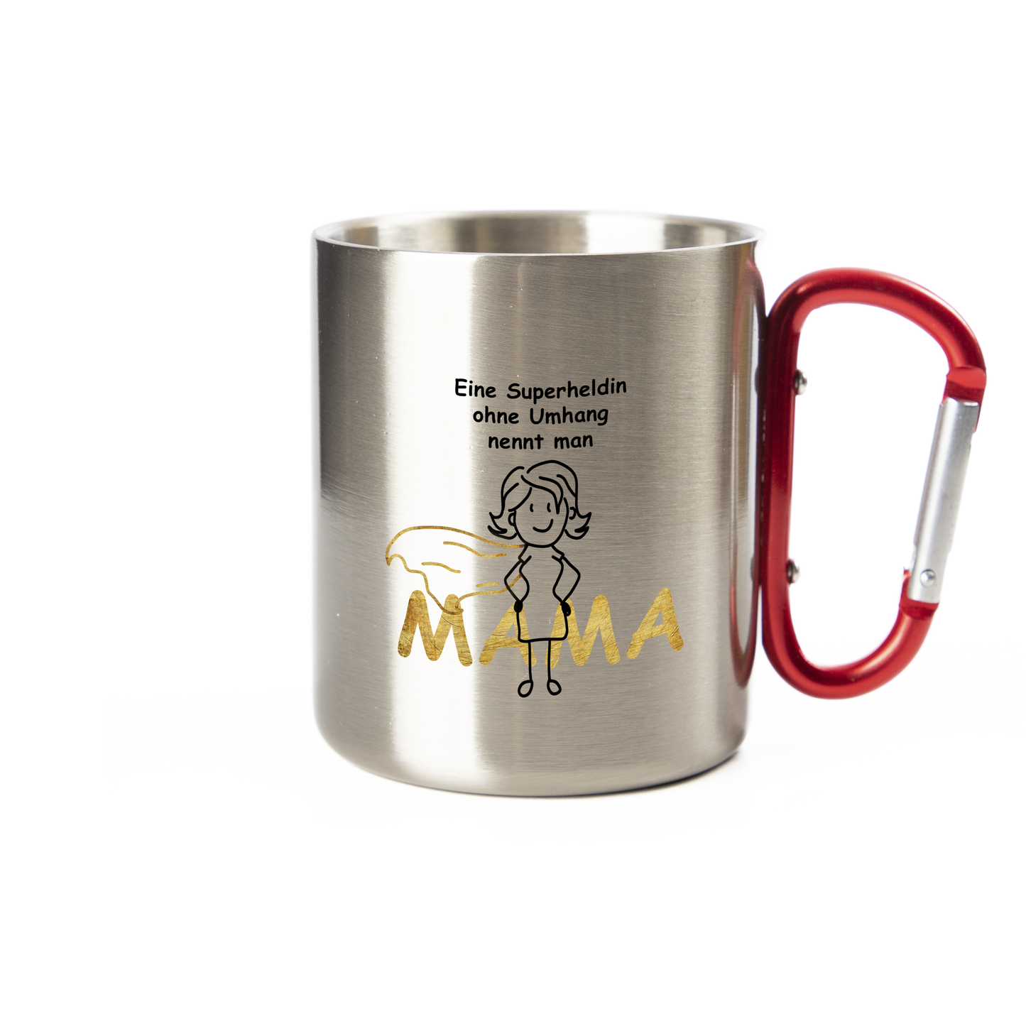 Tasse - Eine Superheldin ohne Umhang nennt man MAMA - Edelstahl mit Karabiner
