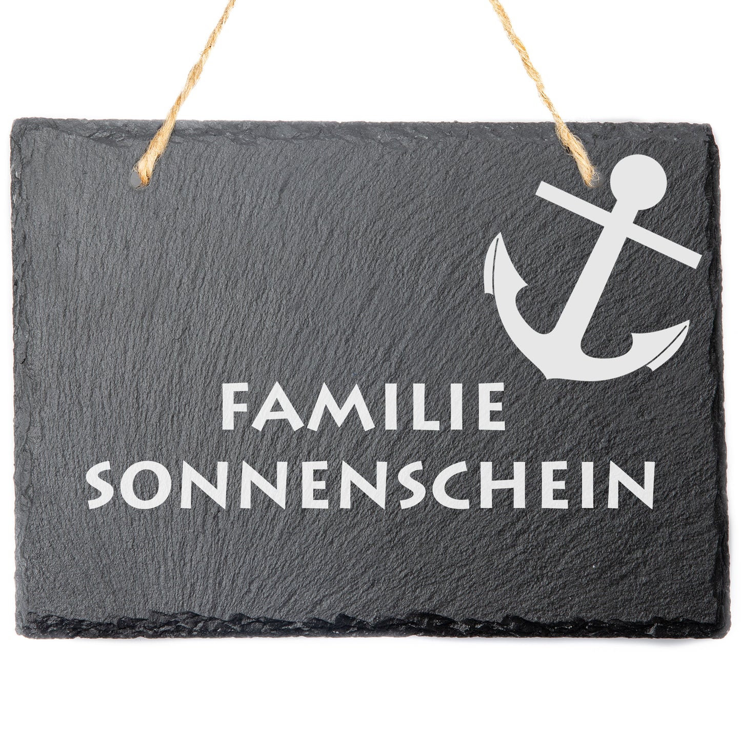 Türschild mit Ankermotiv - Gravur Familienname