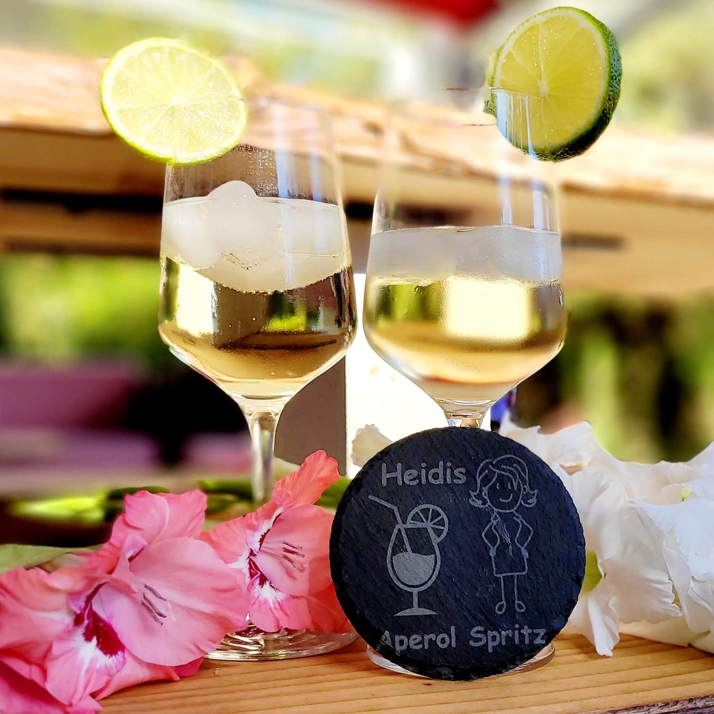 Schiefer Glasuntersetzer für Gläser und Tassen mit personalisierter mit Gravur