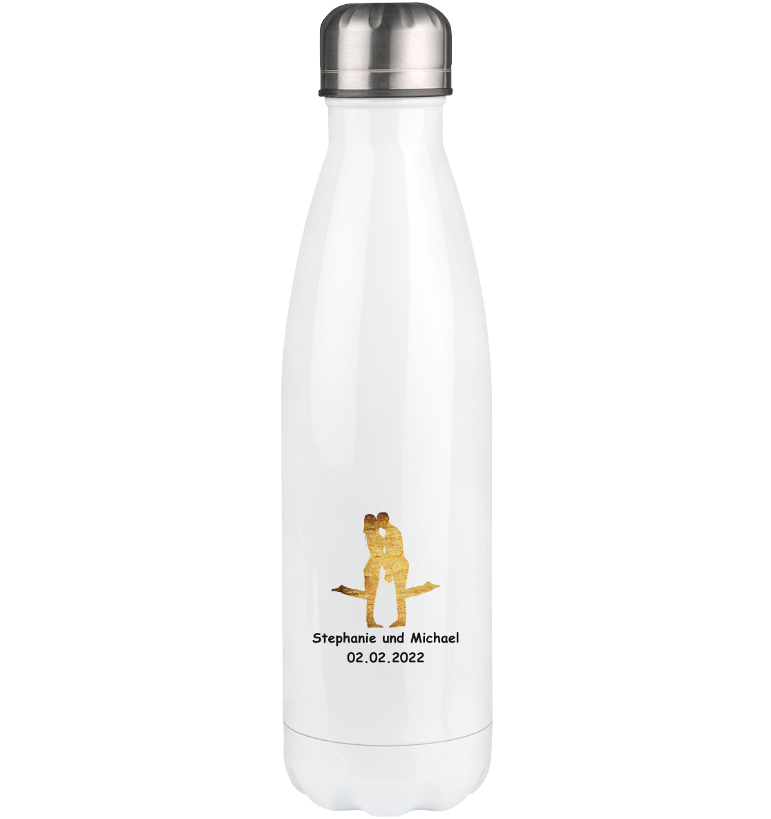 Thermoflasche - Hochzeit Paar gold - personalisiert - 500ml