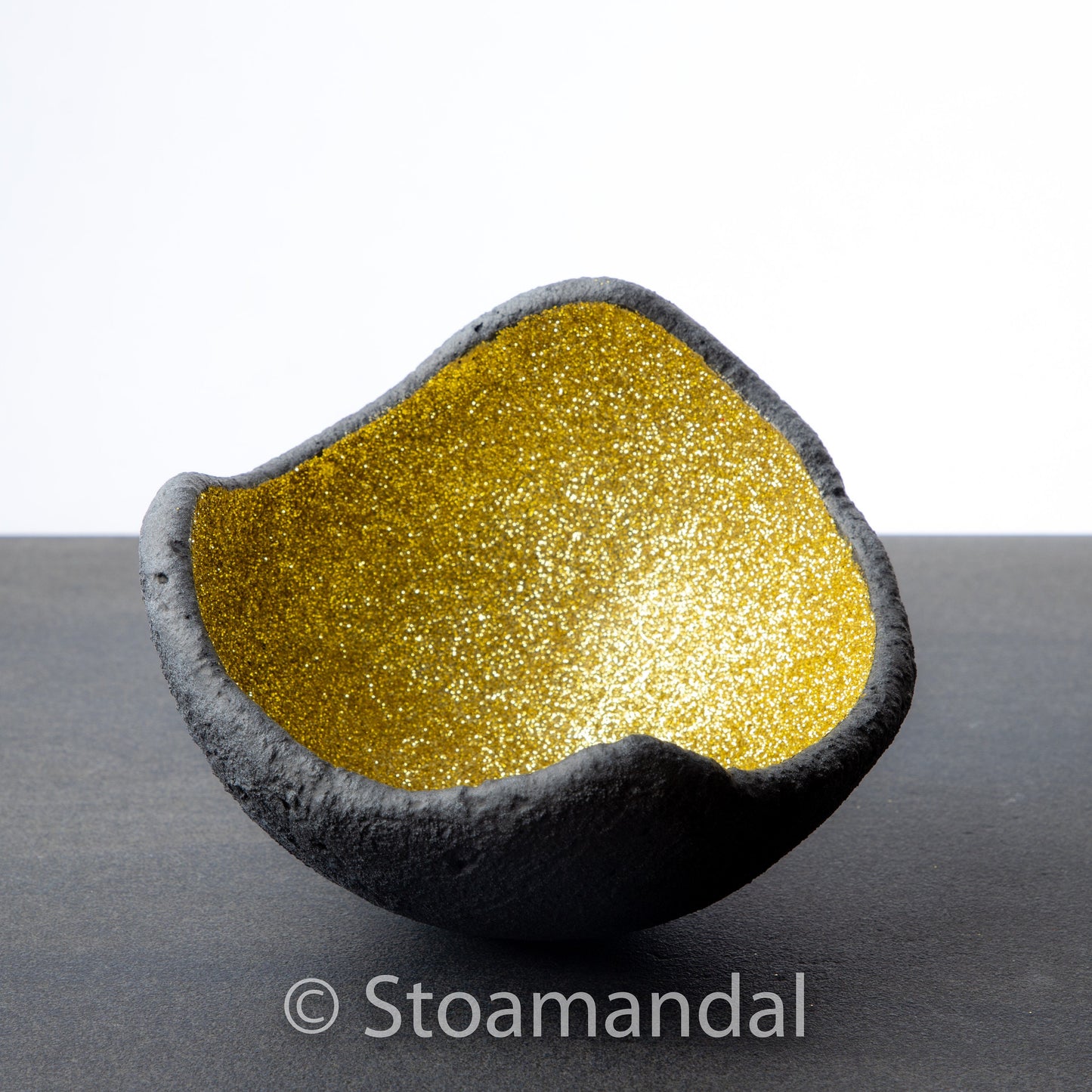 Lichtschale Glitter - gold - Beton schwarz