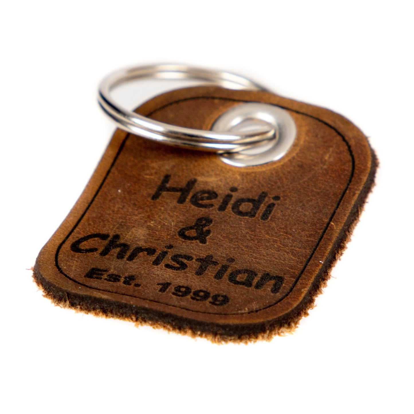 Schlüsselanhänger - Jahrestag - Hochzeit - Leder - braun - personalisierbar