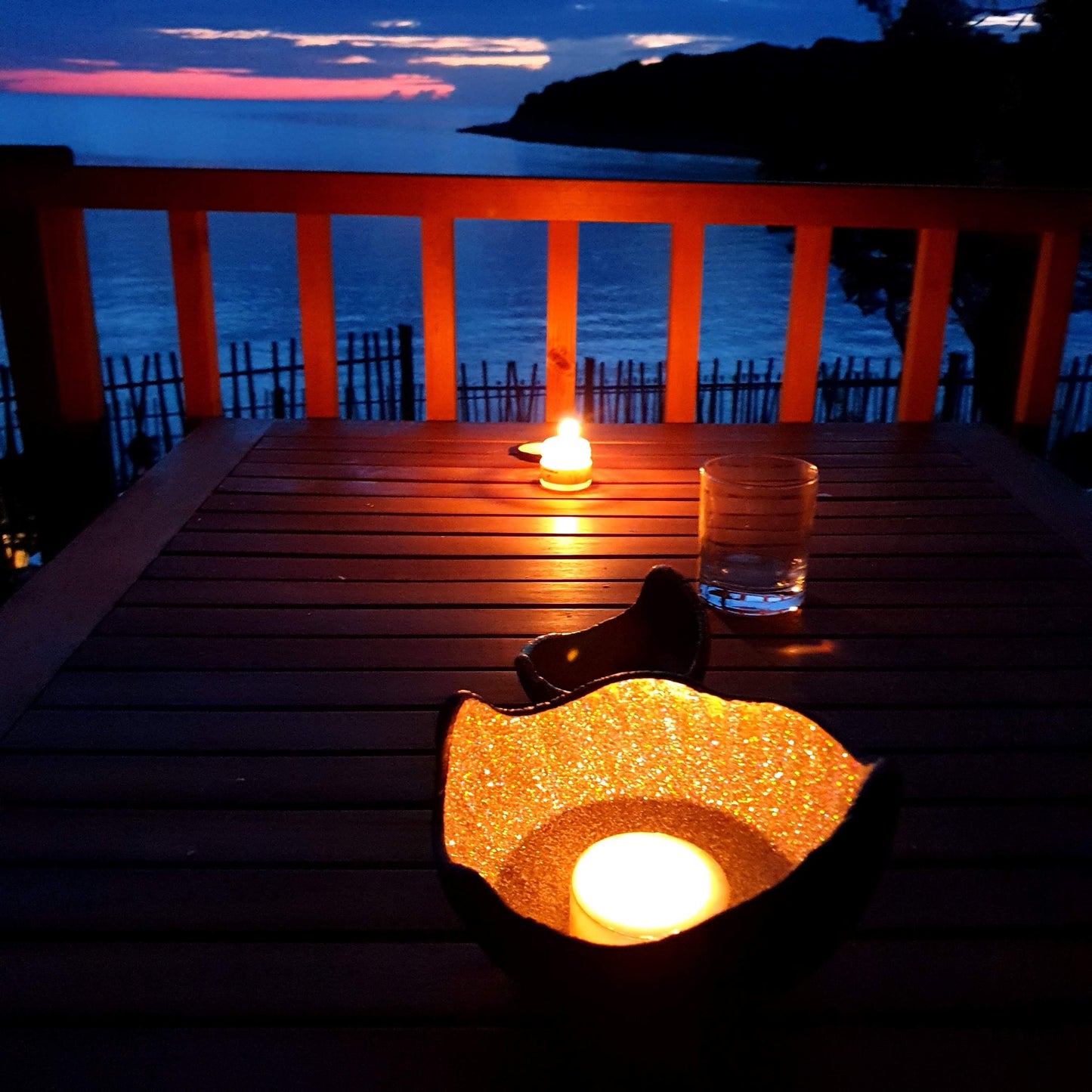 Lichtschale gold - Beton schwarz-grau